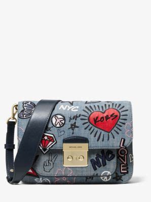 michael kors sloan tasche denim|Sloan Editor Embroidered Denim Shoulder Bag .